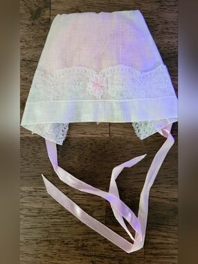 Delicate Lace Baby Bonnet Handkerchief